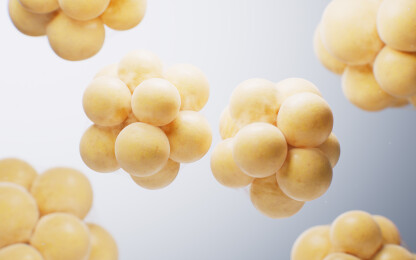 黄色微观脂肪细胞三维渲染