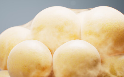 黄色微观脂肪细胞三维渲染