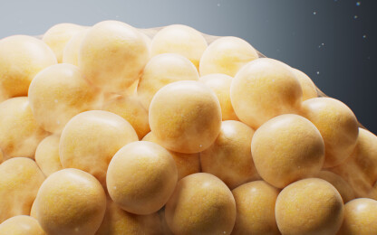 黄色微观脂肪细胞三维渲染