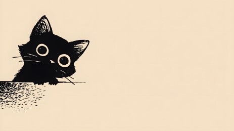 黑猫探头睁大眼睛很可爱