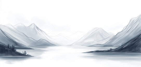 手绘素描山水风景写生手稿 