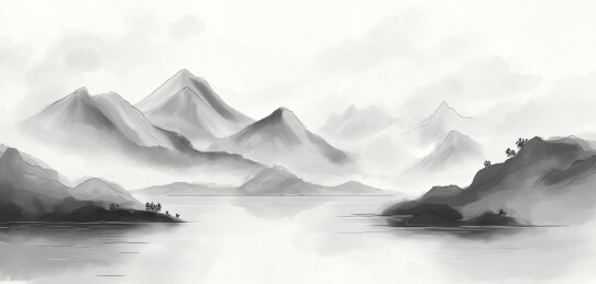 手绘素描山水风景写生手稿 