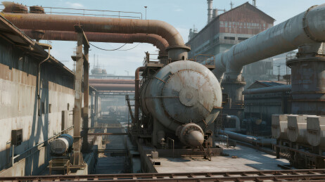 工业厂区的大型管道与设备