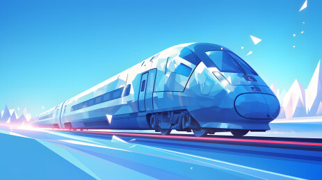 现代高速列车穿越风格化景观
