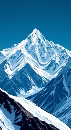 雪峰耸立蓝天映衬下的巍峨山脉