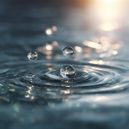 水滴涟漪水面阳光透射  