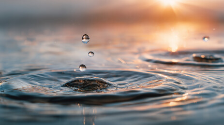 水滴涟漪水面阳光透射  
