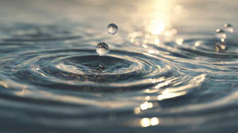 水滴涟漪水面阳光透射  
