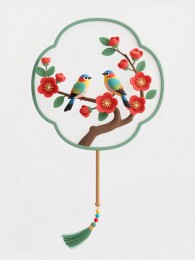团扇花枝鸟雀图案