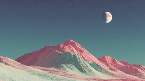 彩色山峦星月梦幻风景图