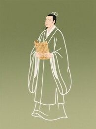 古人着装手捧物件站立