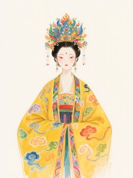 宫廷贵妇身着华服端庄优雅