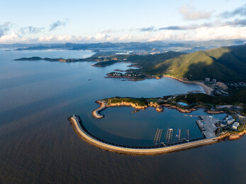 浙江宁波象山松兰山亚帆中心清晨航拍
