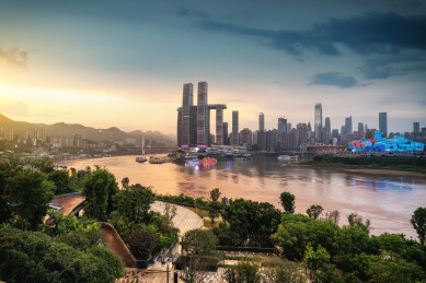 重庆城市天际线暮色