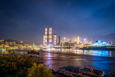 重庆城市天际线暮色