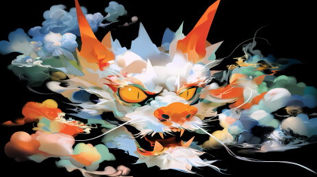 抽象色彩斑斓的猛兽面孔