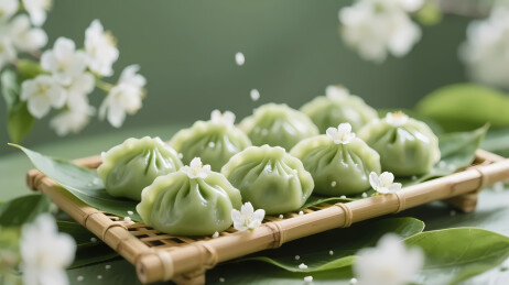 清新自然的绿色包子