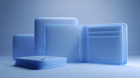 蓝色透明方形钱包