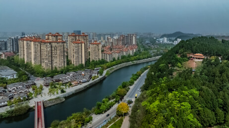 中国四川省遂宁市涪江外滩高楼大厦建筑