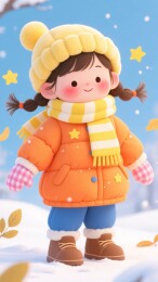 冬日可爱小女孩插画形象