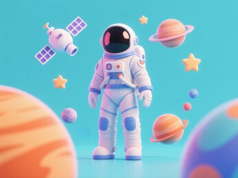 宇航员太空遨游探索行星星辰