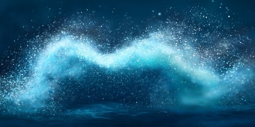 蓝色宇宙般的水浪翻滚