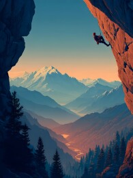 攀岩者挑战高山悬崖