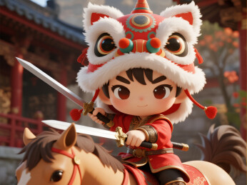 骑马挥剑的小勇士