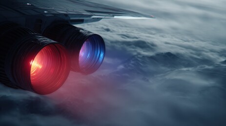 高空飞行器引擎喷射火焰