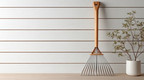 简约风格的金属耙子与绿植装饰