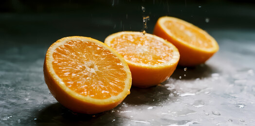 橙子切半水滴飞溅
