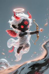 3D立体Q萌恶魔丘比特现代水墨画