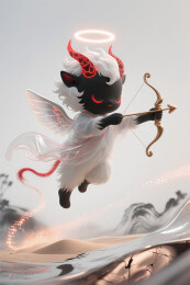 3D立体Q萌恶魔丘比特现代水墨画
