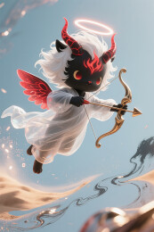 3D立体Q萌恶魔丘比特现代水墨画