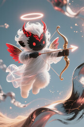 3D立体Q萌恶魔丘比特现代水墨画