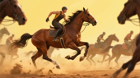 骑手策马奔腾于赛场
