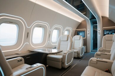 豪华私人飞机内部座舱