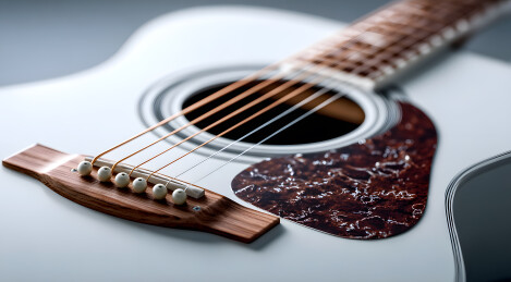 一把木吉他琴弦特写