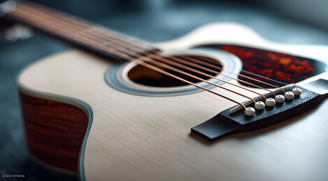 一把木吉他琴弦特写