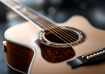 一把木吉他琴弦特写