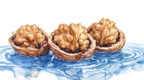 水彩核桃的静谧时光