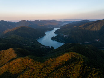 浙江宁波四明山周公宅水库航拍