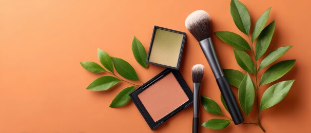 美妆工具与自然元素的优雅组合