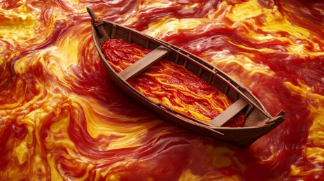 熔岩之上的孤舟