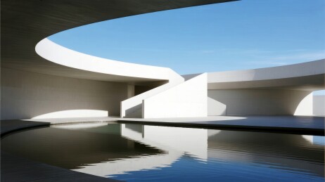 建筑外观流畅感水景建筑场景