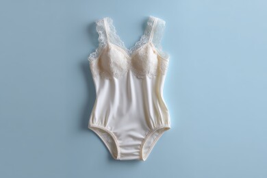 白色蕾丝边连体塑身衣