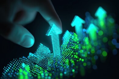 手指绿色电子金融图表营销数据3D立体背景