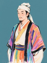 古代人物着装彩色外袍侧面
