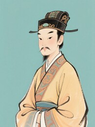 古代人物穿着官服站立肖像