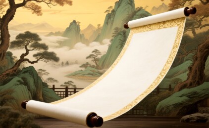 山水卷轴古风空白画轴